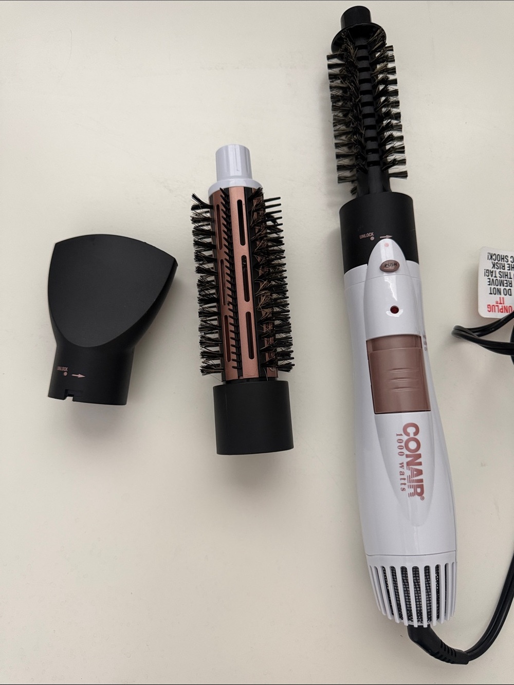 Conair White and Rose Gold Hot Air Styling Brush